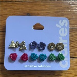 Claire's Multicolor Flower and Bow Earring Set